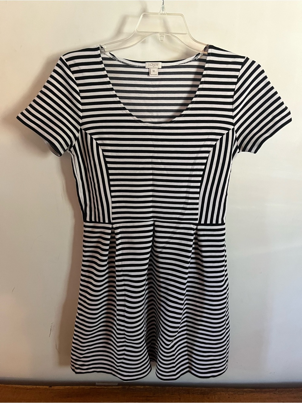 J. Crew Black and White Striped Short Sleeve Dress
